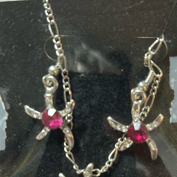 Handcrafted Silver and Pink Starfish Jewelry Set- fun little set for a starfish - Picture 4 of 5